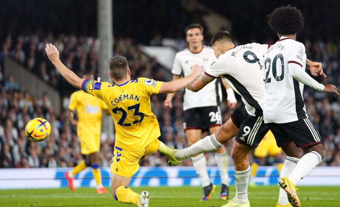 Fulham striker Aleksandar Mitrovic gets a shot off