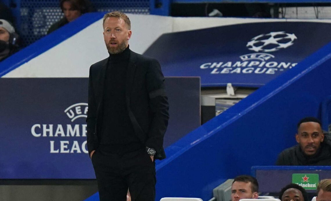 Chelsea manager Graham Potter looks on during his team's UCL game against Milan