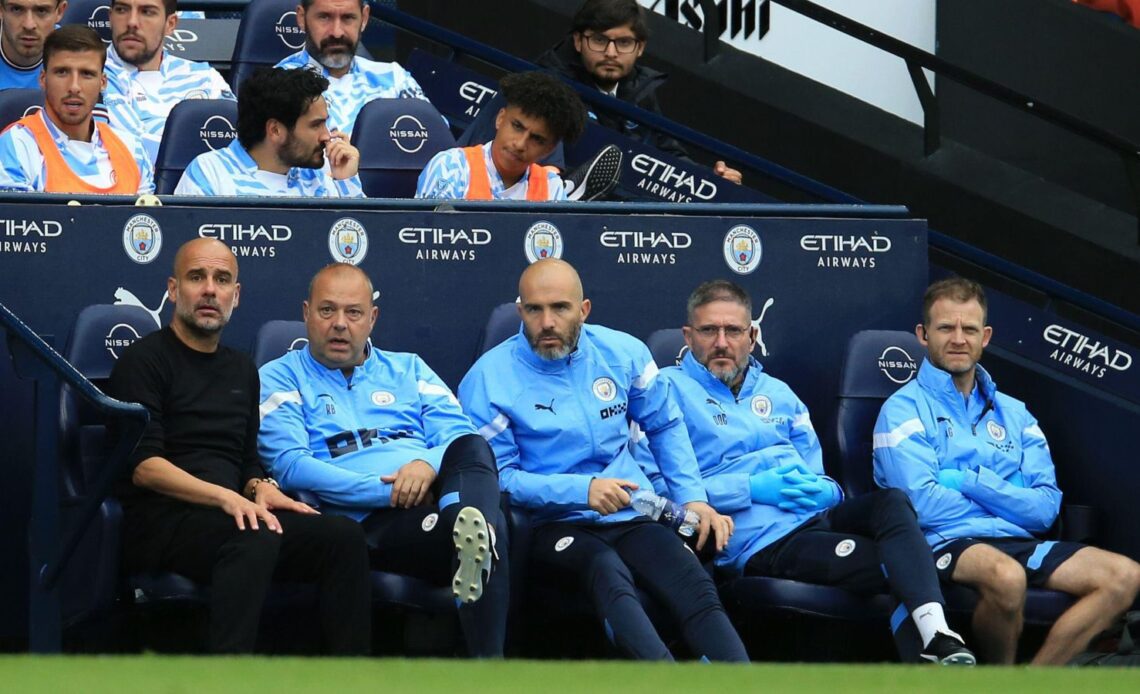Pep Guardiola watches his side against Man Utd
