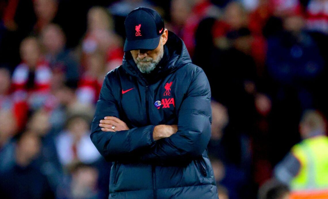Liverpool boss Jurgen Klopp looks disappointed