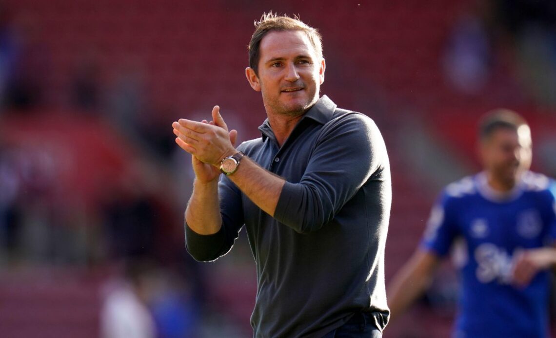 Everton boss Frank Lampard claps the supporters