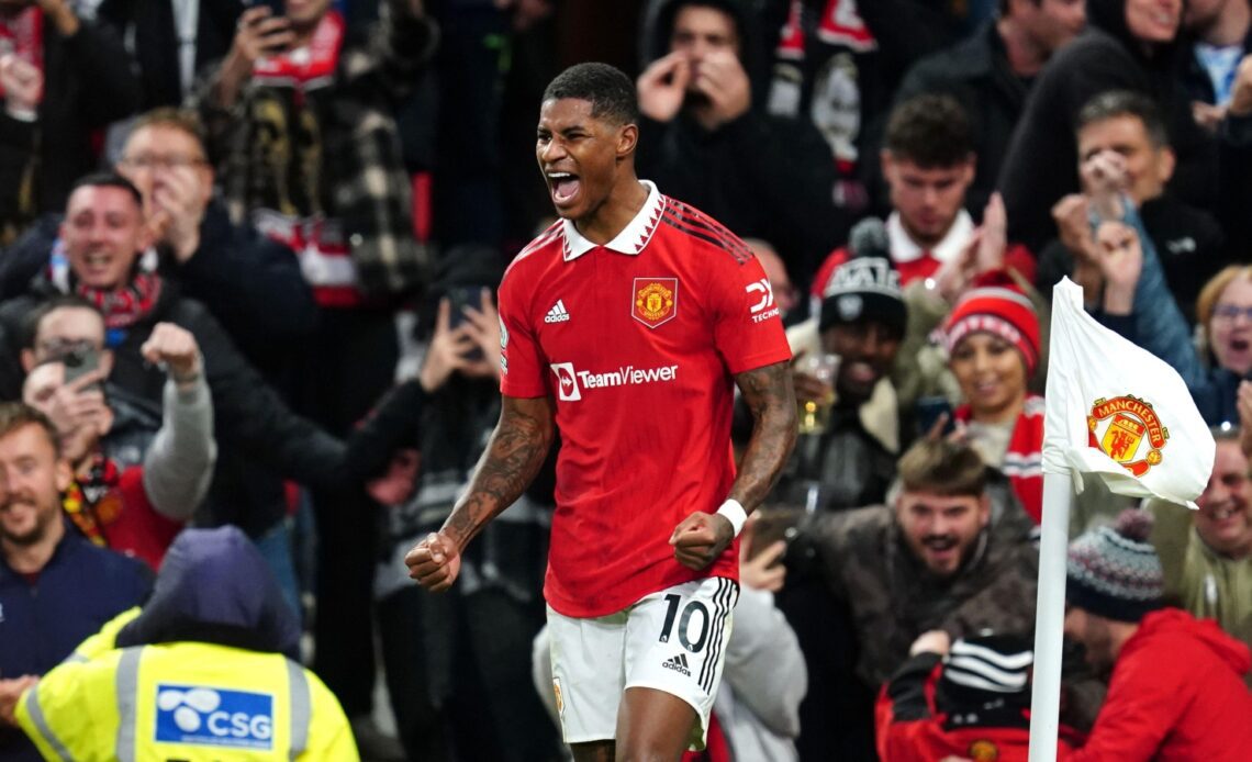 Man Utd forward Marcus Rashford celebrates his goal