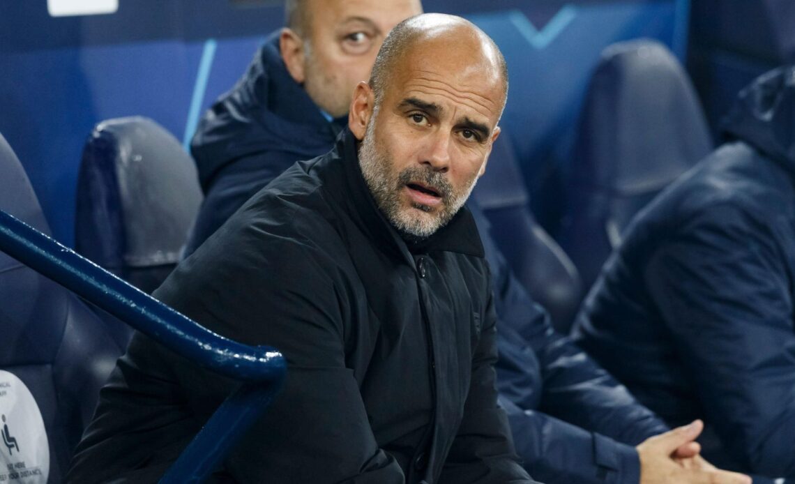 Man City boss Pep Guardiola looks frustrated