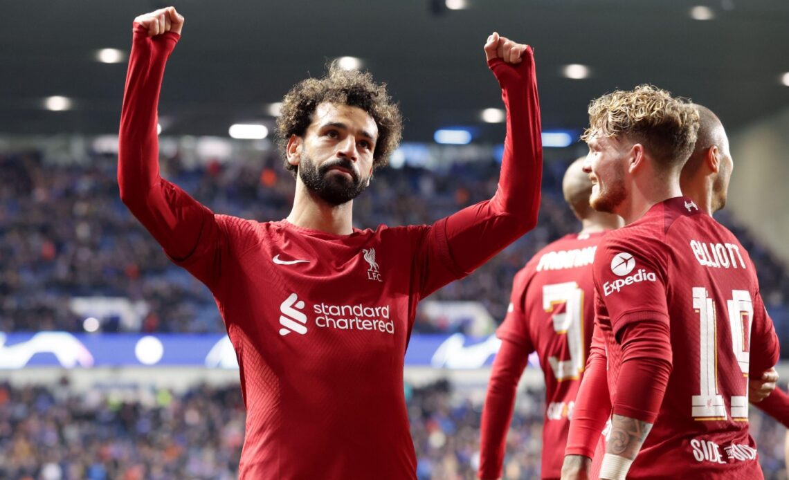 Rangers vs Liverpool - Mo Salah celebrates his goal