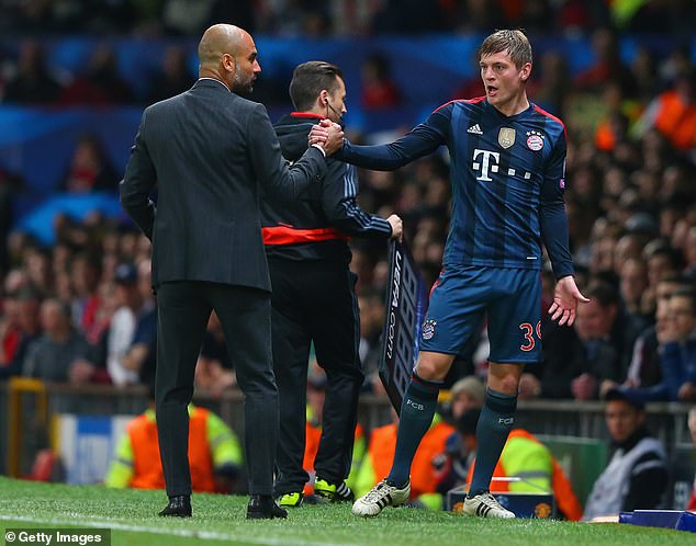 Guardiola and Kroos spent one season together at Bundesliga giants Bayern Munich