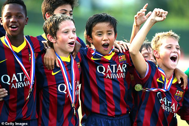 Kubo was a team-mate of Spain's Ansu Fati (left) while in Barcelona's youth system (pictured)