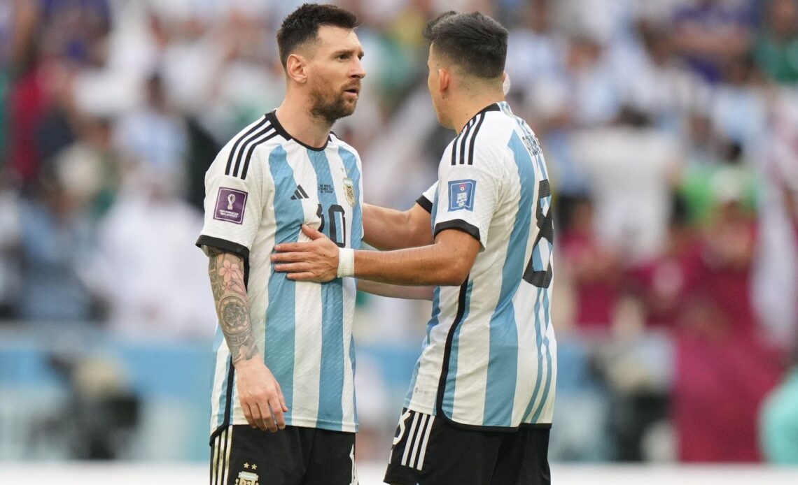 Lionel Messi reacts to Argentina's defeat to Saudi Arabia.
