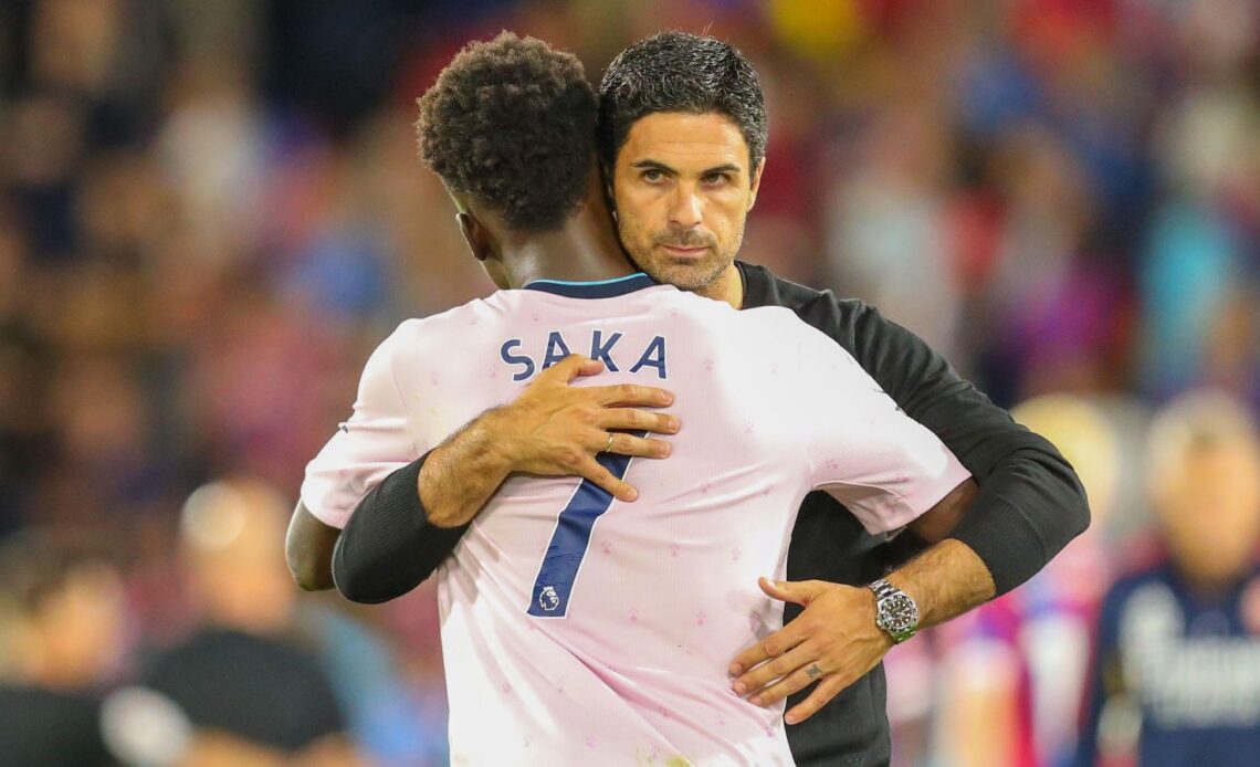 Arsenal's Bukayo Saka and Mikel Arteta
