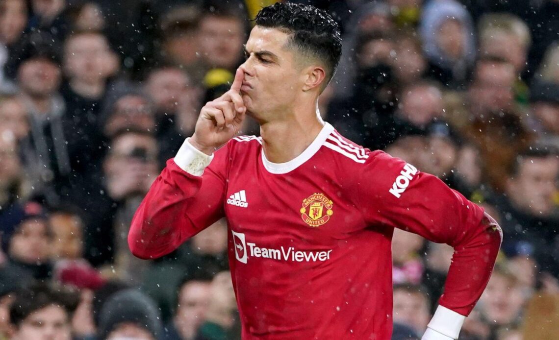 Cristiano Ronaldo celebrates scoring for Man Utd.