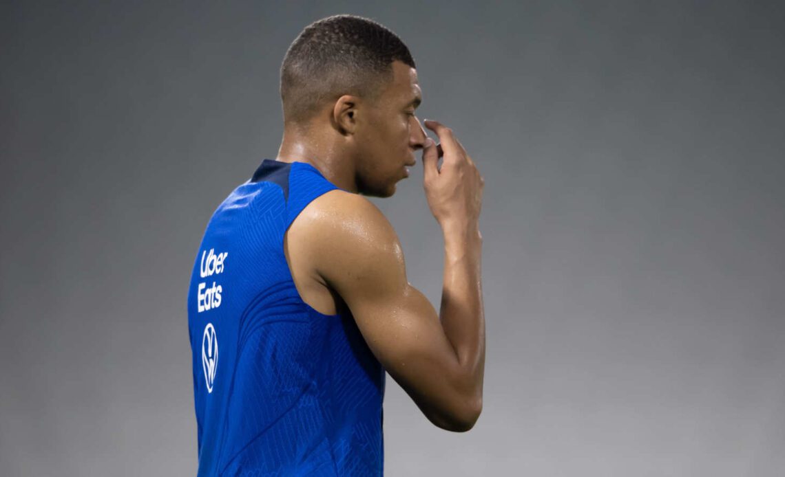 Kylian Mbappe of France training at the 2022 World Cup