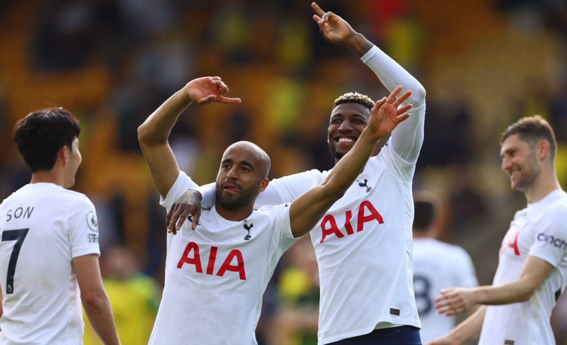 Reported Inter Milan target Emerson Royal and Lucas Moura celebrate a win