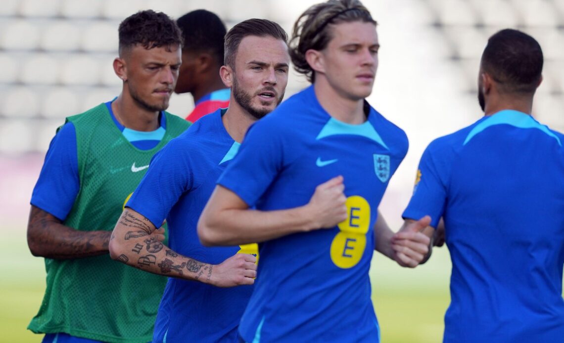 England midfielder James Maddison jogs