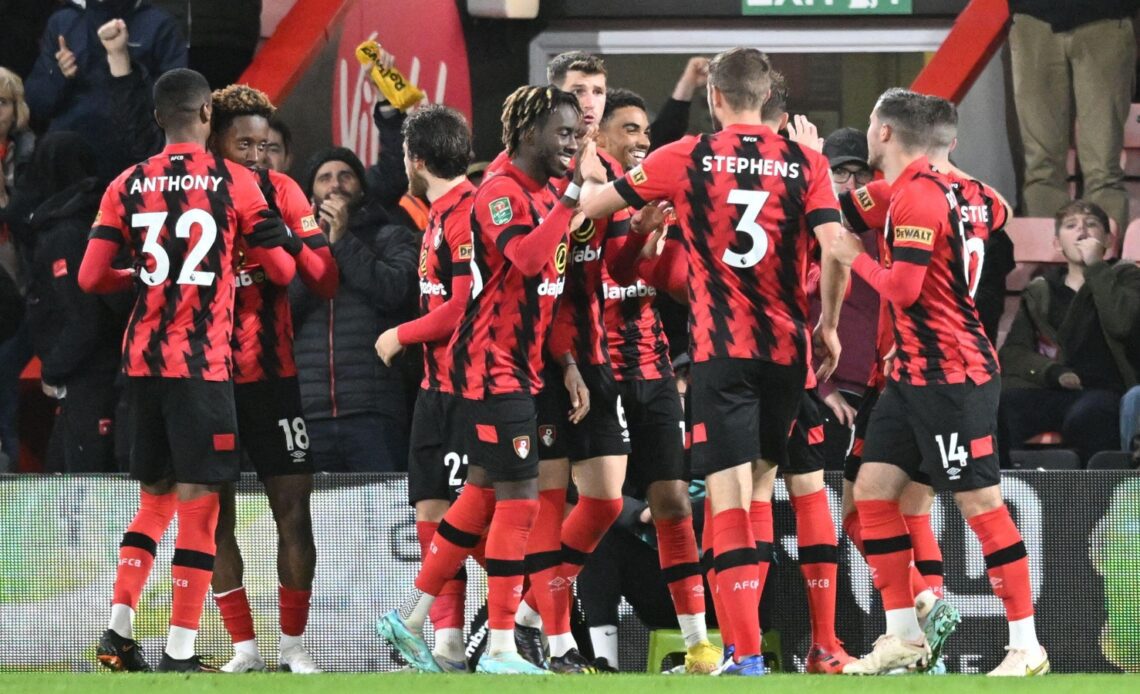 Bournemouth players celebrate their goal
