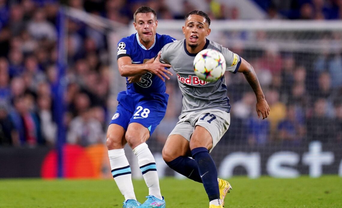 Reported Liverpool target Noah Okafor shields the ball