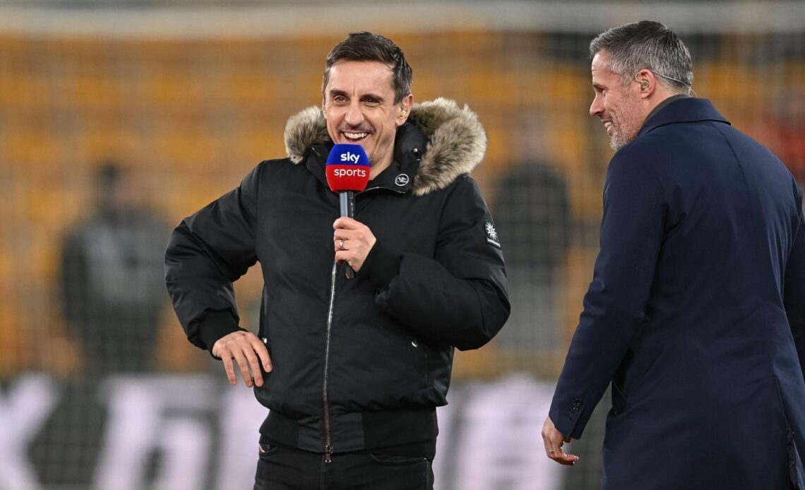 Gary Neville and Jamie Carragher during a Sky Sports broadcast