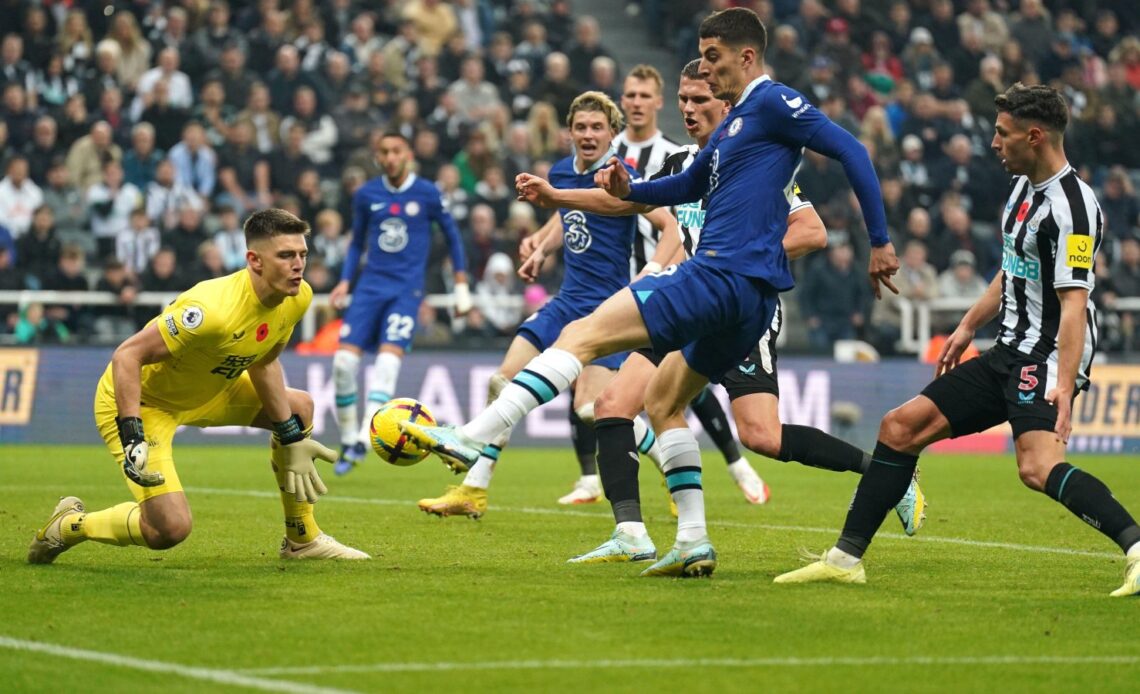 Kai Havertz attempts a shot on goal in Chelsea