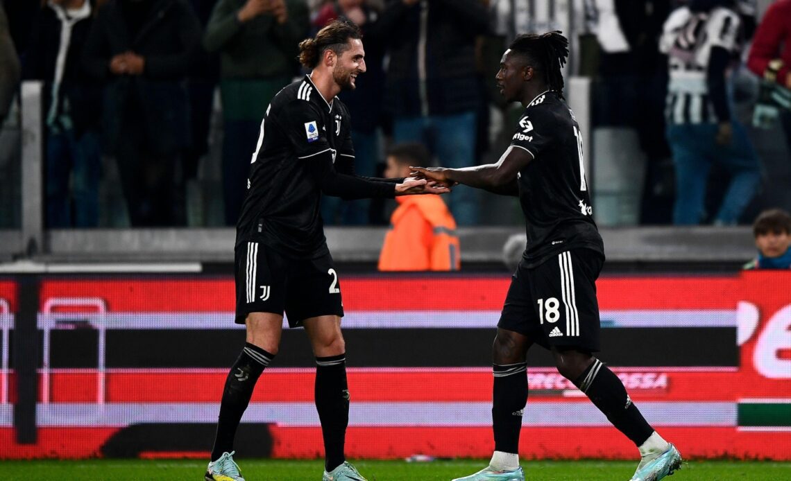 Reported Newcastle targets Adrien Rabiot and Moise Kean celebrate a goal