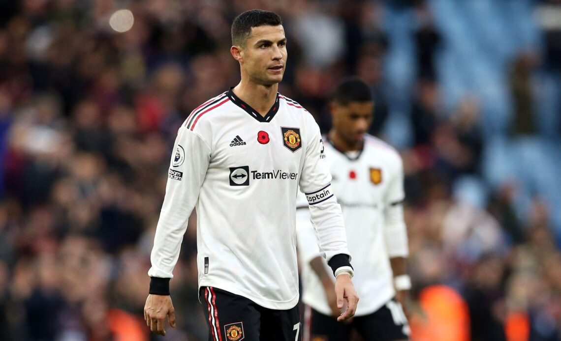 Man Utd striker Cristiano Ronaldo looks devastated