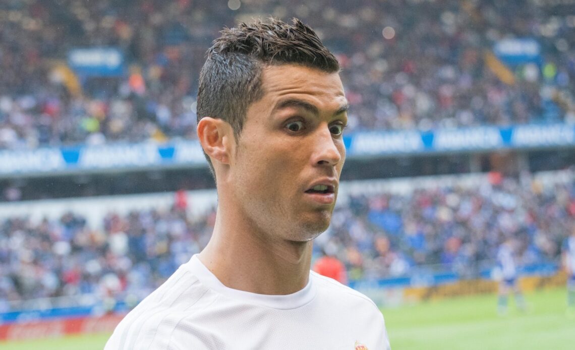 Man Utd striker Cristiano Ronaldo looks shocked