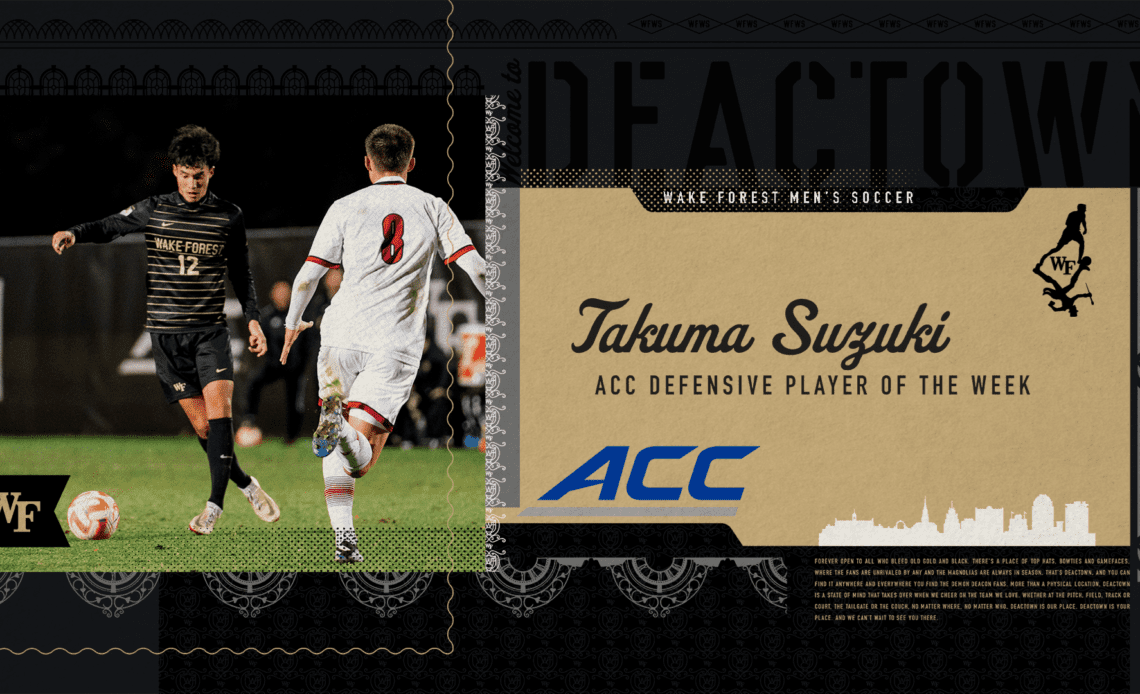 Takuma Suzuki Named ACC Defensive Player of the Week