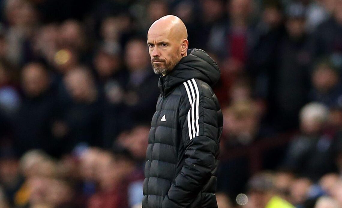 Man Utd boss Erik ten Hag looks angry as he watches his side