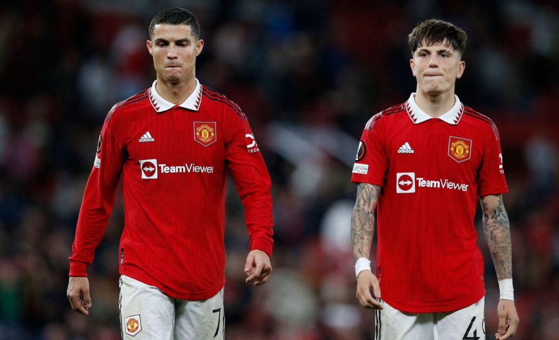 Man Utd striker Cristiano Ronaldo and Alejandro Garnacho look frustrated
