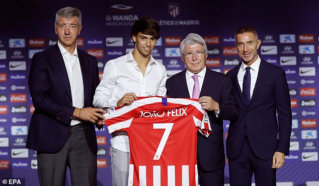CEO Miguel Angel Gil (L) played a large part in Felix's £114m move to Atletico Madrid in 2019
