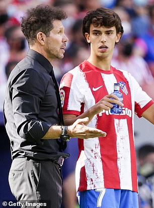 Felix does not see eye to eye with manager Diego Simeone (left)