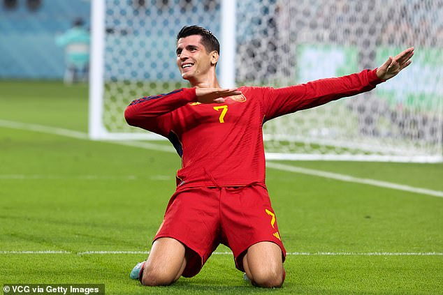 Morata scored three times for Spain during the World Cup in Qatar, against Costa Rica, Germany and Japan