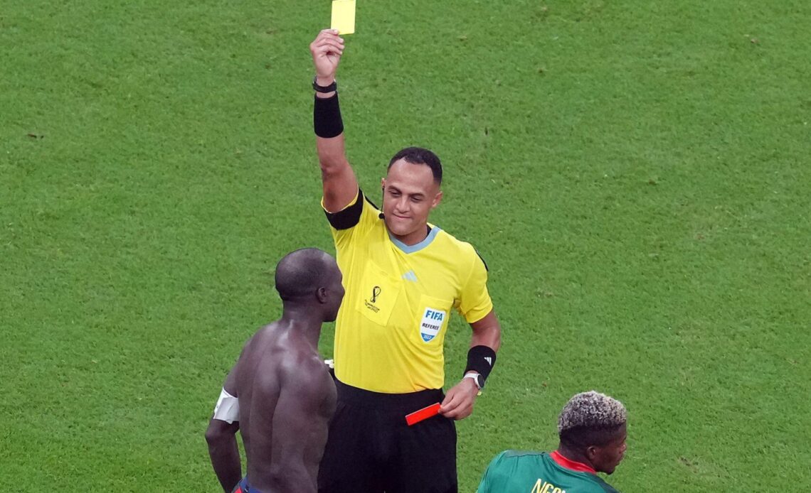 Cameroon striker Vincent Aboubakar is shown a second yellow card