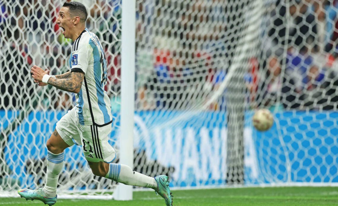 Angel Di Maria scores the second goal for Argentina against France in the World Cup final