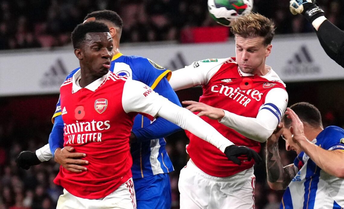 Arsenal's Eddie Nketiah and Rob Holding