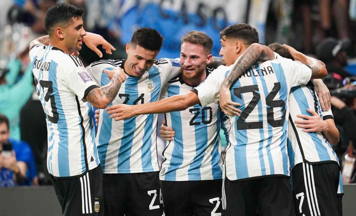 Reported Arsenal target Alexis Mac Allister celebrates with his Argentina teammates