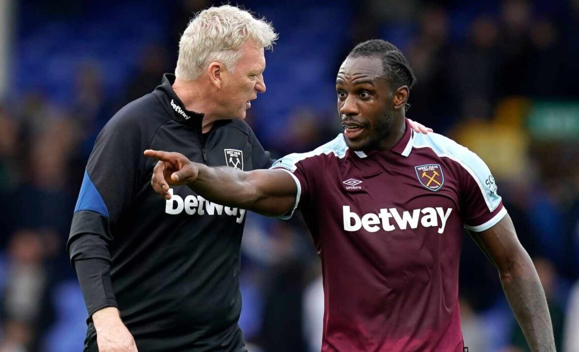 David Moyes and Michail Antonio after a game