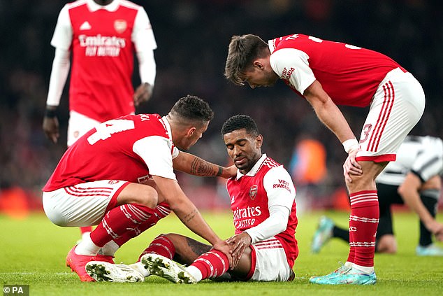 Reiss Nelson was forced off the pitch with a hamstring injury in Arsenal's win over Juventus