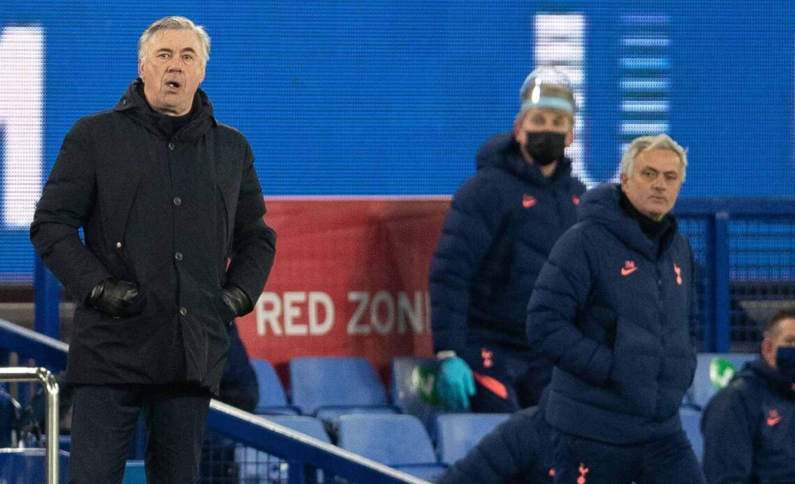 Reported Brazil targets Jose Mourinho and Carlo Ancelotti during a match