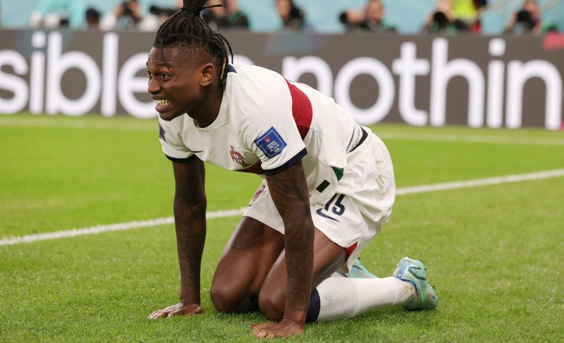 Chelsea target Rafael Leao kneels down on the floor