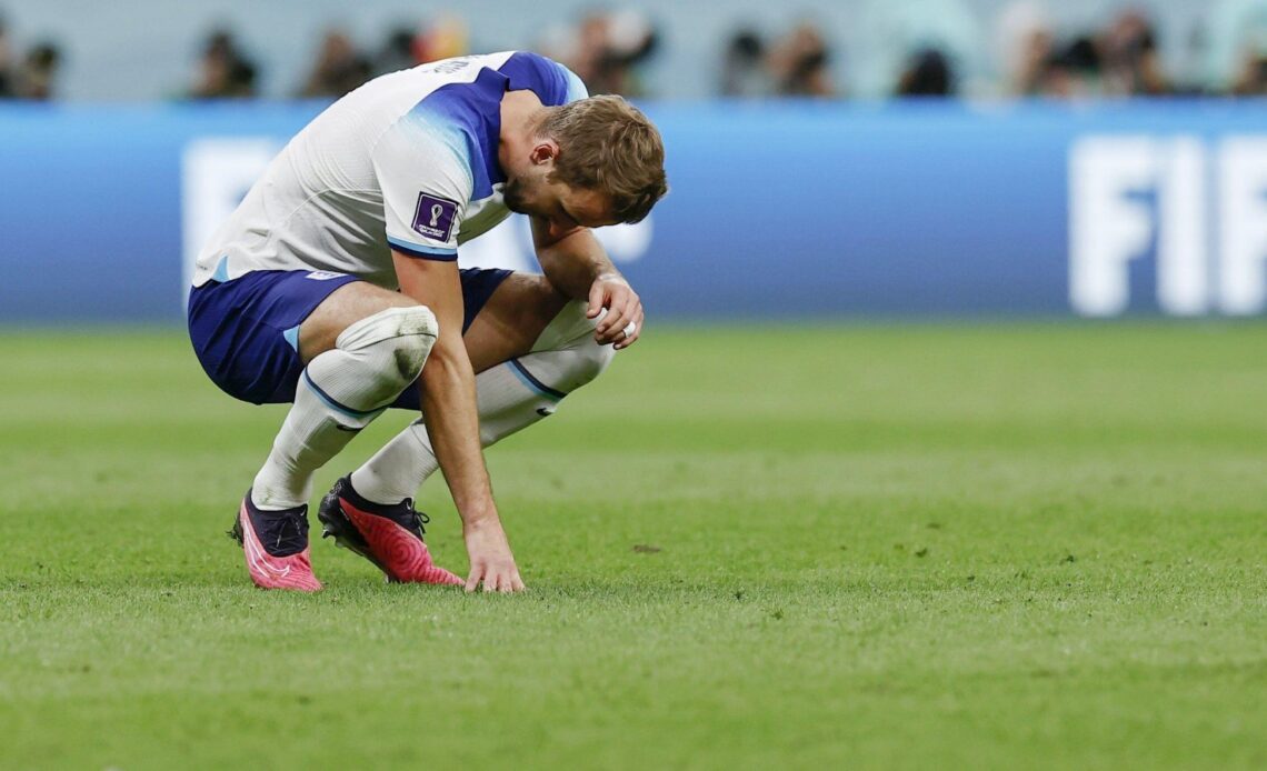England striker Harry Kane looks dejected