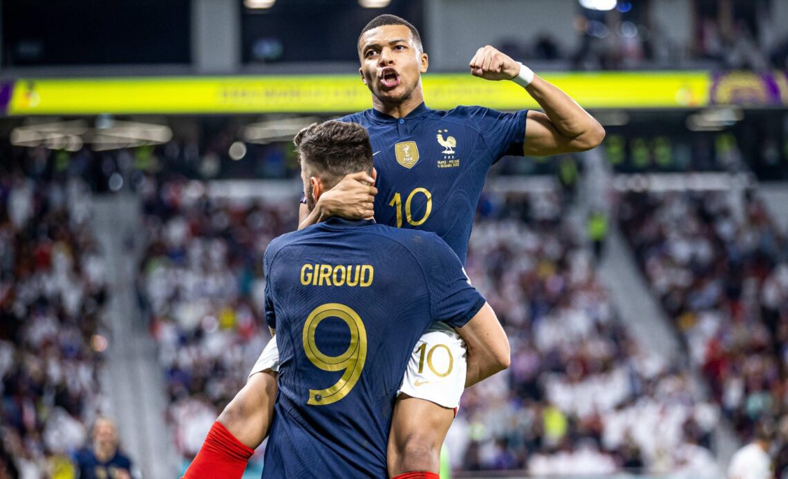 France talisman Kylian Mbappe celebrates a goal with Olivier Giroud
