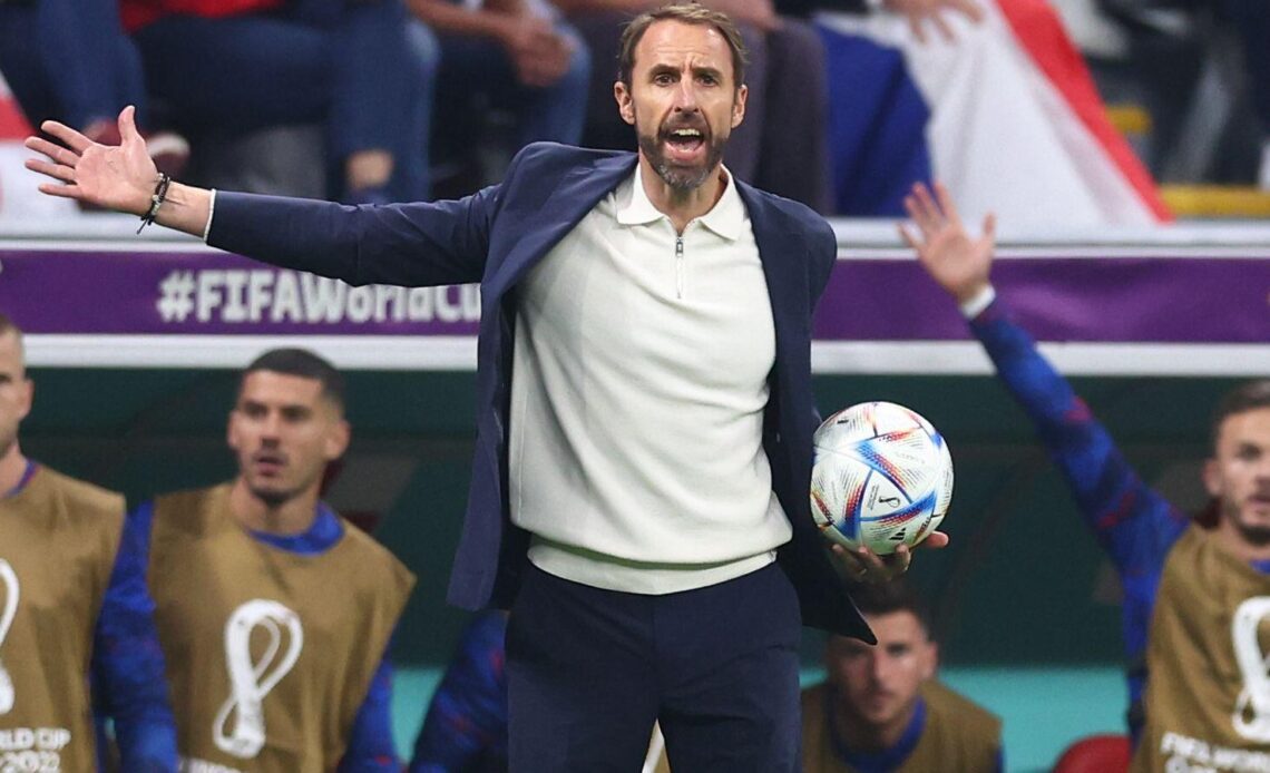 Gareth Southgate reacts to a decision in England's defeat to France.