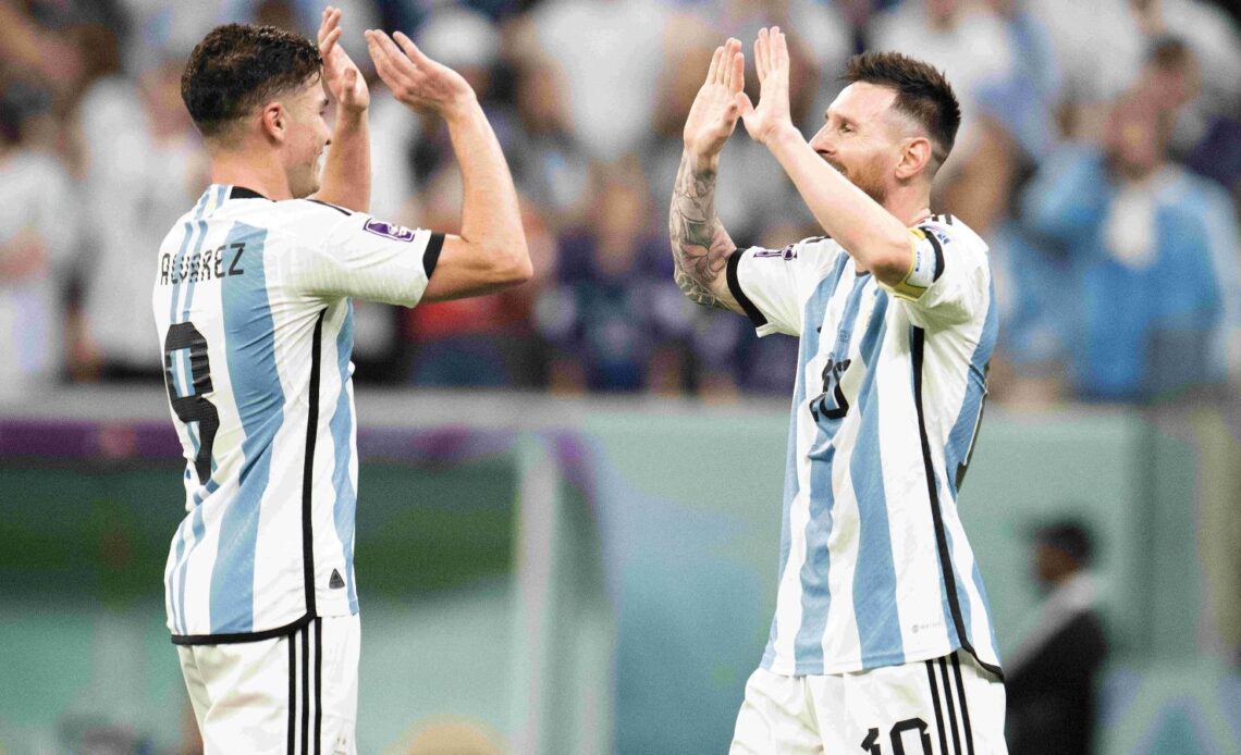 Messi and Alvarez celebrate