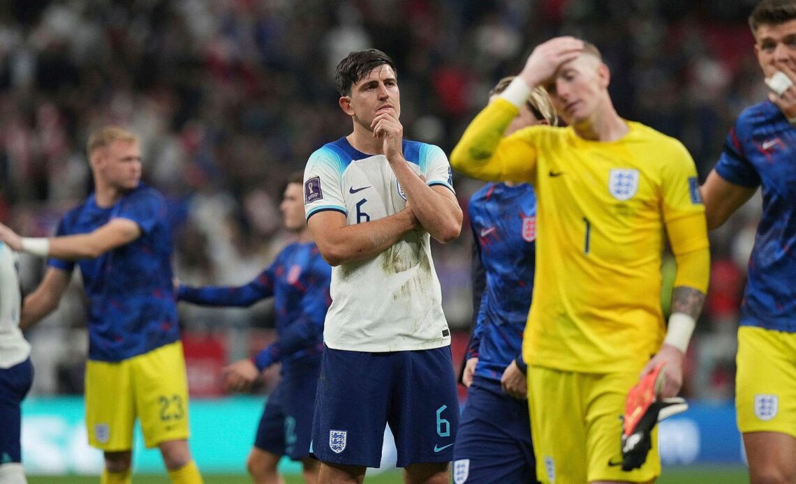 England defender Harry Maguire looks dejected