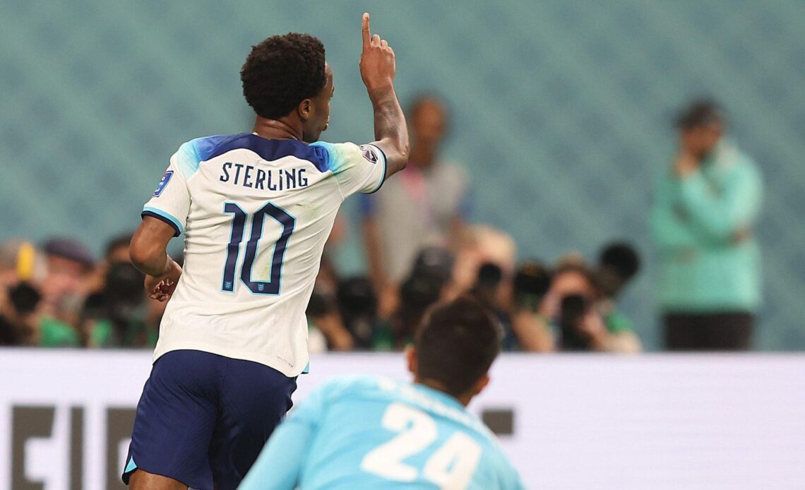 Raheem Sterling celebrates England goal v Iran