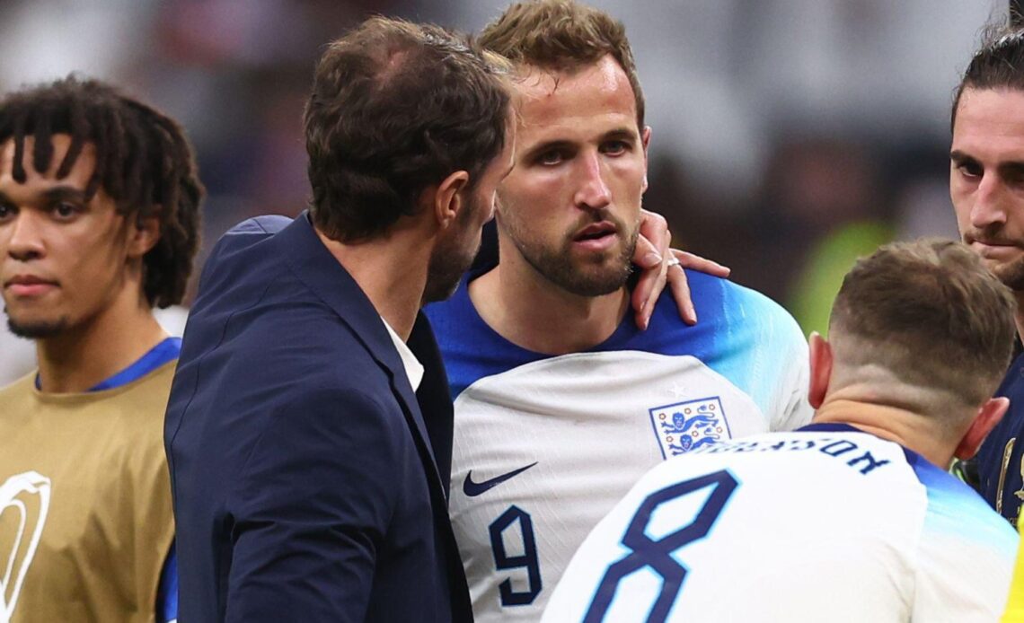 Gareth Southgate consoles Harry Kane after England's defeat to France.