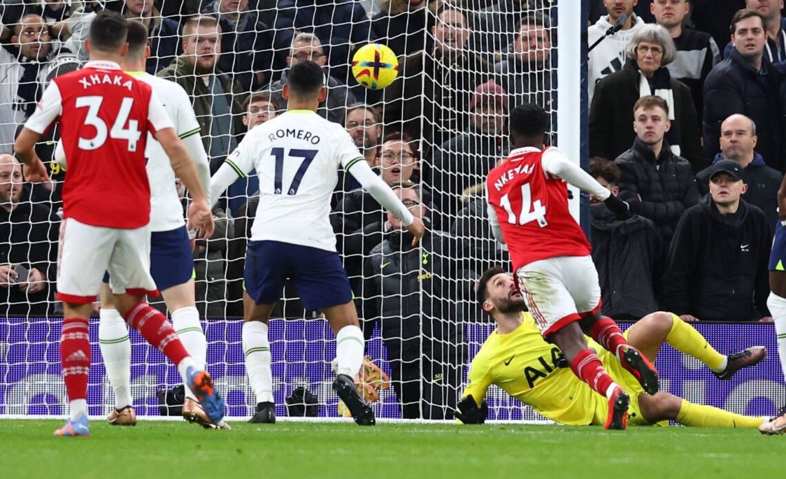 Hugo Lloris fumbles a Bukayo Saka cross into his own goal as Arsenal beat Tottenham 2-0 in the Premier League