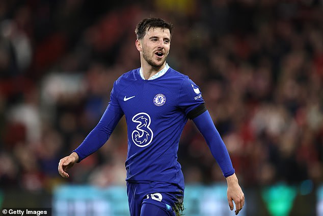 Graham Potter bemoaned Chelsea's injury crisis after key midfielder Mason Mount (pictured) was ruled out of their crucial Premier League clash with Manchester City on Thursday evening