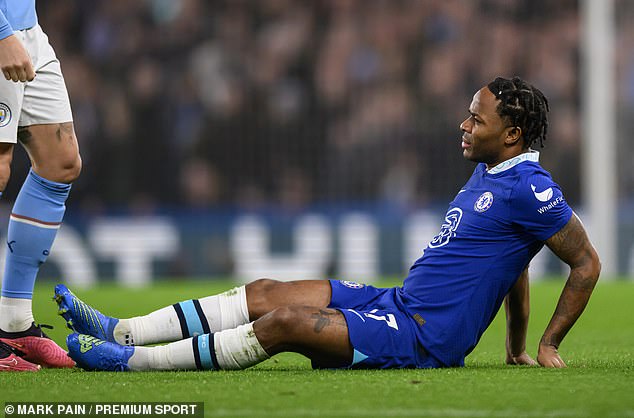 Raheem Sterling was forced off through injury in Chelsea's league clash with Man City