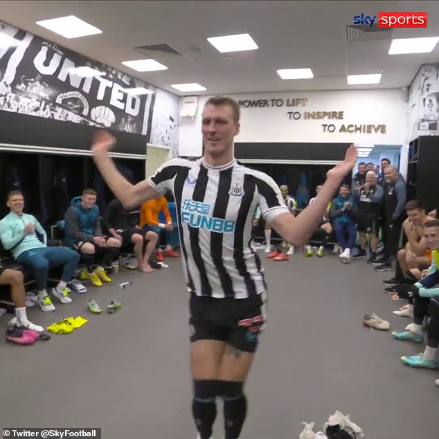 And the versatile star celebrated it with a hilarious dance in the dressing room (pictured)