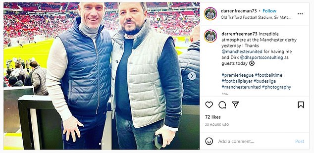 Freeman later shared a post on Instagram which showed the duo in attendance at Saturday's game in Manchester