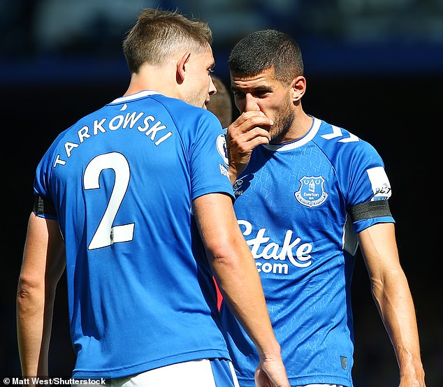 Conor Coady (right) and James Tarkowski are both regulars for Everton in their backline
